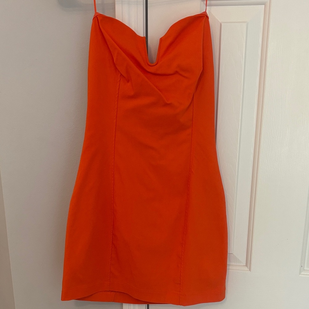Endless Rose Bright Orange Strapless Mini Dress. Go Tigers